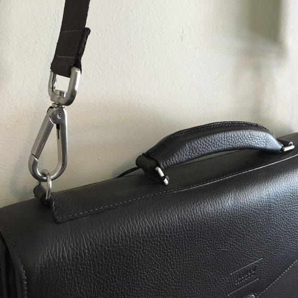 Armani Collezioni Briefcase with Shoulder Strap in Brown Leather - Picture 5 of 12